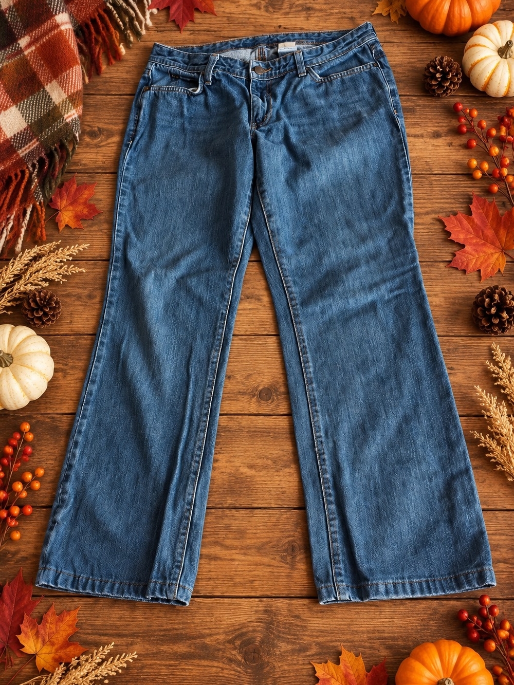 Vintage 100% Cotton Curvy Fit Bootcut Flare Jeans Medium Wash - Size 10